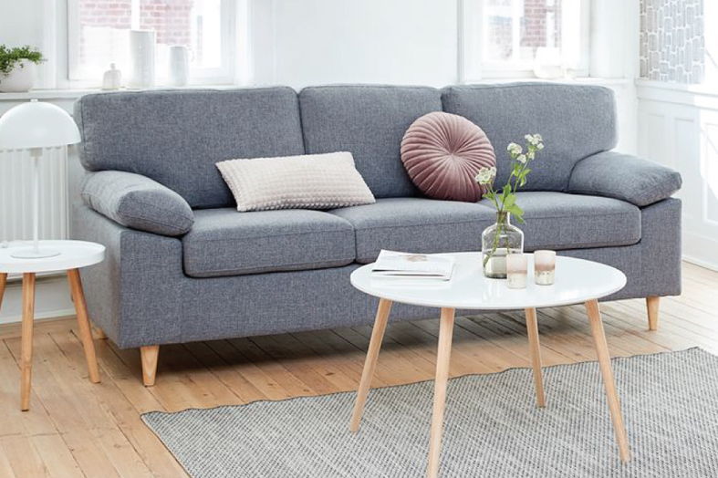 Sofa 3 chỗ vải polyester - xám