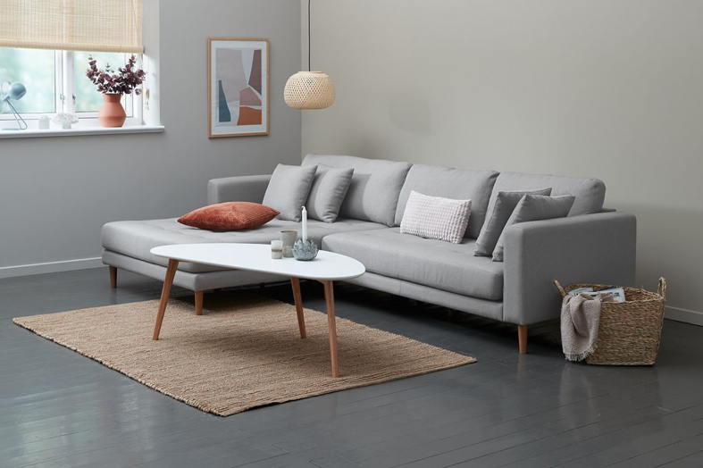 Sofa đổi góc KANNIKHUS vải polyester - xám nhạt